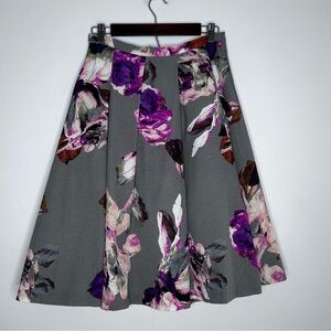 Trina Turk Full Midi Skirt Moody Floral Size 4 Fall Autumn Cocktail Party